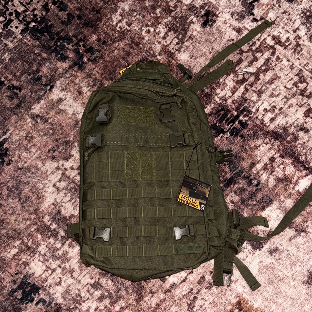 HIGHLAND TACTICAL: Olive Backpack with MOLLE Webbing